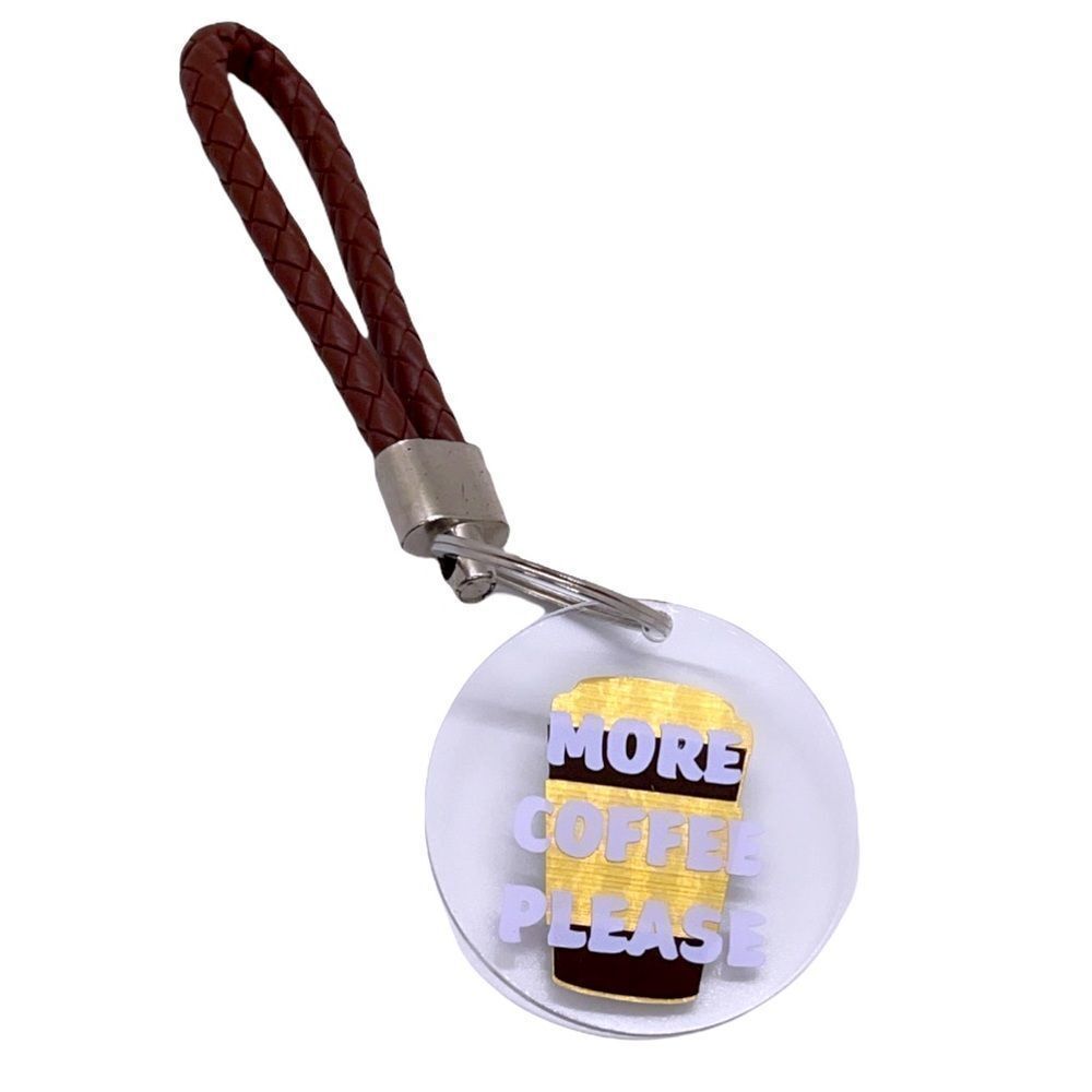 NWT WOOL + PEPPER CO. More Coffee Please Vinyl Leather Wristlet Keychain